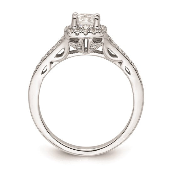 14k White Gold Halo Plus (Holds 1/2 carat (5.2mm) Round Center) 1/3 carat Diamond Semi-Mount Engagement Ring