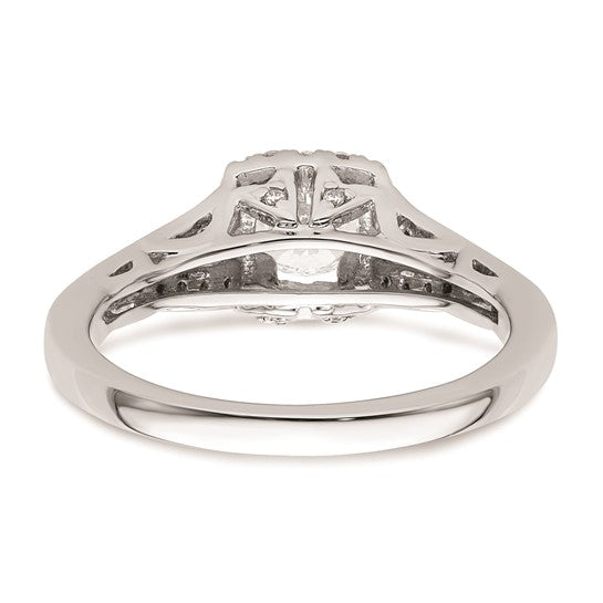 14k White Gold Halo Plus (Holds 1/2 carat (5.2mm) Round Center) 1/3 carat Diamond Semi-Mount Engagement Ring