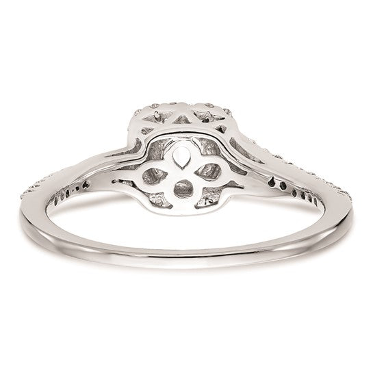 14K White Gold Halo Plus (Holds 1/2 carat (5.2mm) Round Center) 1/5 carat Diamond Semi-Mount Engagement Ring