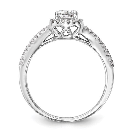14K White Gold Lab Grown Diamond Complete Cushion Halo Eng Ring