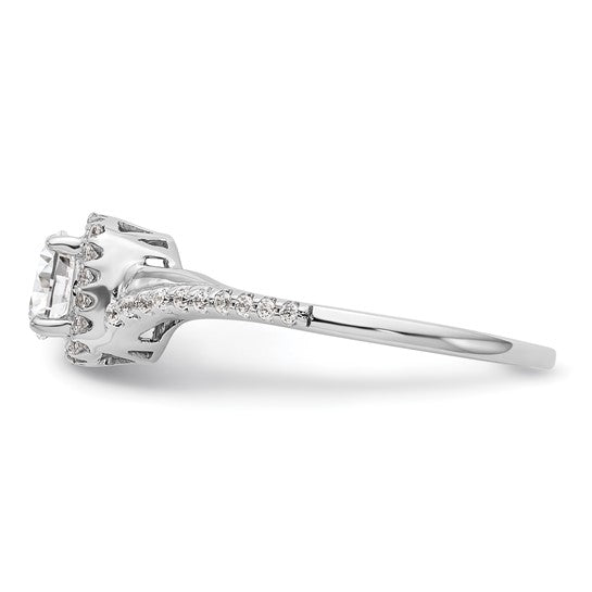 14K White Gold Lab Grown Diamond Complete Cushion Halo Eng Ring