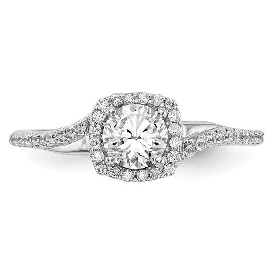 14K White Gold Lab Grown Diamond Complete Cushion Halo Eng Ring