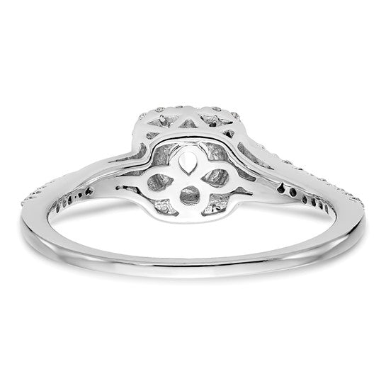 14K White Gold Lab Grown Diamond Complete Cushion Halo Eng Ring