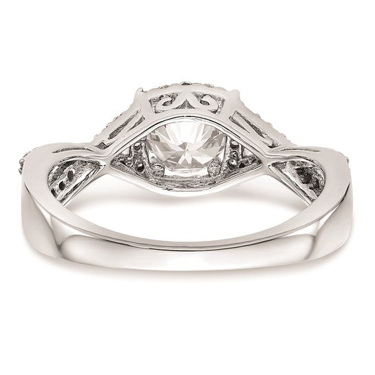 14K White Gold Halo Plus (Holds 1/2 carat (5.2mm) Round Center) 1/4 carat Diamond Semi-Mount Engagement Ring