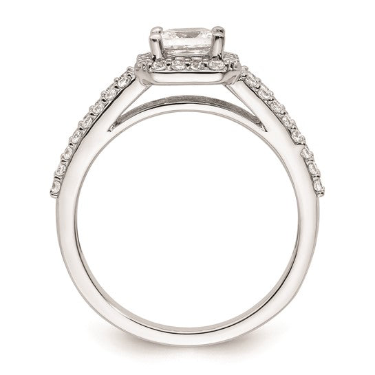 14K White Gold Halo Plus (Holds 1/2 carat (4.5mm) Princess Center) 1/2 carat Diamond Semi-Mount Engagement Ring