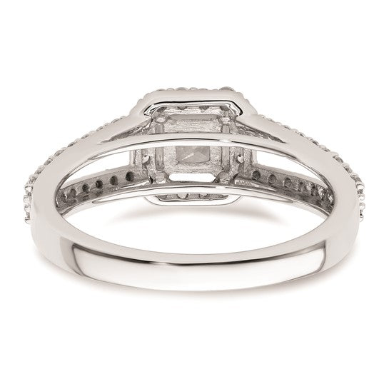 14K White Gold Halo Plus (Holds 1/2 carat (4.5mm) Princess Center) 1/2 carat Diamond Semi-Mount Engagement Ring