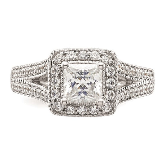 Princess Halo Diamond Semi-mount Engagement Rings