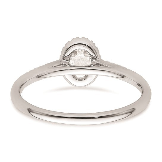 14K White Gold Halo Plus (Holds 1/4 carat (5.0x3.5mm) Oval Center) 1/6 carat Diamond Semi-Mount Engagement Ring