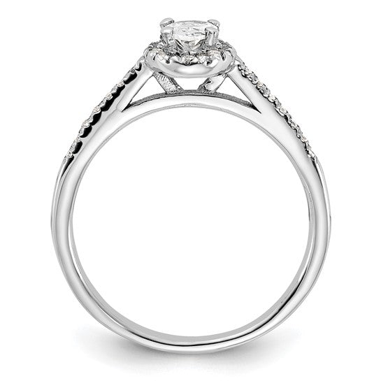 14K White Gold Lab Grown Diamond Oval Halo Complete Engagement Ring