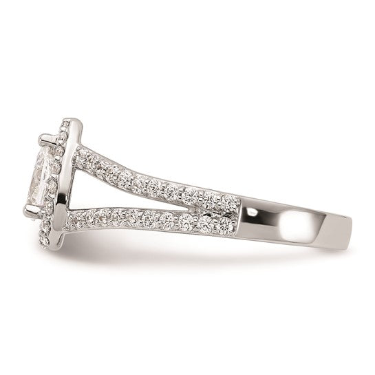 14K White Gold Halo Plus (Holds 1/2 carat (6x4mm) Pear Center) 5/8 carat Diamond Semi-Mount Engagement Ring