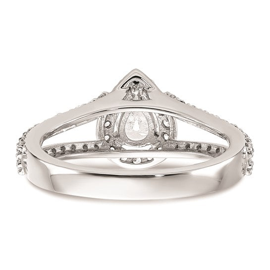 14K White Gold Halo Plus (Holds 1/2 carat (6x4mm) Pear Center) 5/8 carat Diamond Semi-Mount Engagement Ring