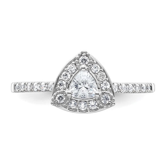 14K White Gold Halo Plus (Holds 1/4 carat (4.00mm) Trillion Center) 1/4 carat Diamond Semi-Mount Engagement Ring