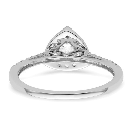14K White Gold Halo Plus (Holds 1/4 carat (4.00mm) Trillion Center) 1/4 carat Diamond Semi-Mount Engagement Ring