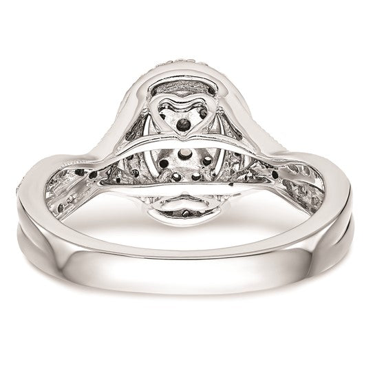 14K White Gold Oval Halo Cluster 1/2 carat Diamond Complete Engagement Ring