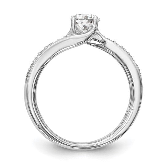 14k White Gold Lab Grown Diamond By-Pass Complete Engagement Ring
