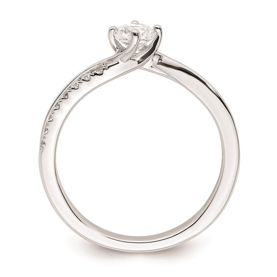 14k White Gold By-Pass (Holds 1/3 carat (4.5mm) Round Center) 1/6 carat Diamond Semi-mount Engagement Ring