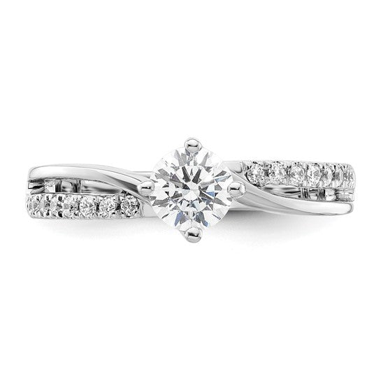 14K White Gold Lab Grown Diamond VS/SI GH, Round Complete Eng Ring