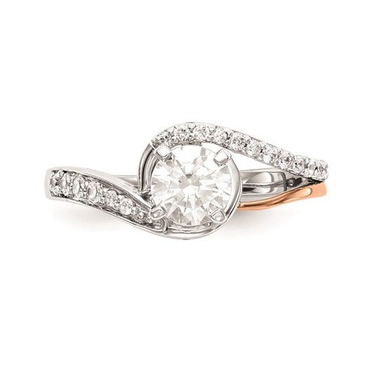 14k Two-tone By-Pass Peg Set 1/5 carat Diamond Semi-mount Engagement Ring