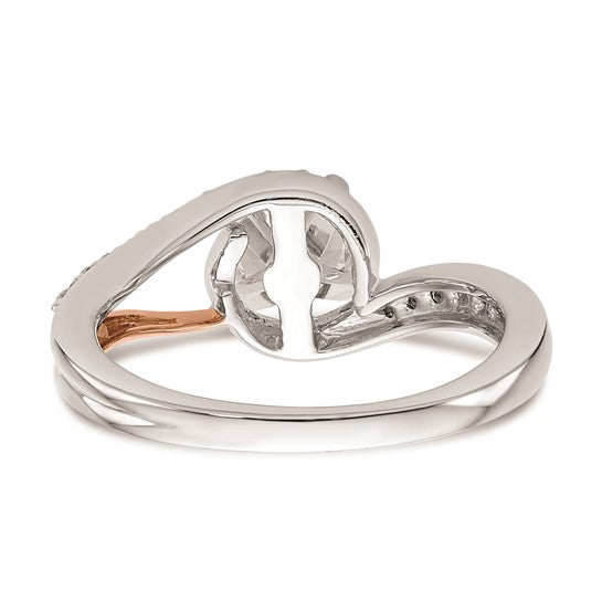 14k Two-tone By-Pass Peg Set 1/5 carat Diamond Semi-mount Engagement Ring