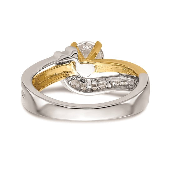 14k Two-tone By-Pass Peg Set 1/5 carat Diamond Semi-mount Engagement Ring