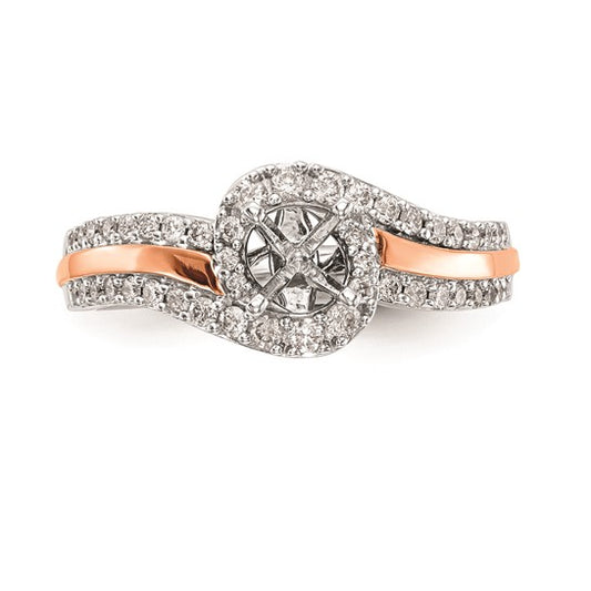 14k Two-tone By-Pass Peg Set 3/8 carat Diamond Semi-mount Engagement Ring