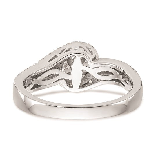 14k Two-tone By-Pass Peg Set 3/8 carat Diamond Semi-mount Engagement Ring