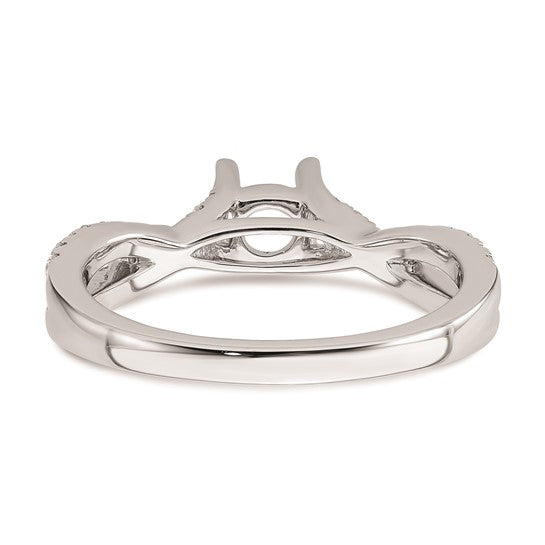14k White Gold Criss-Cross (Holds 1/2 carat (5.2mm) Round Center) 1/3 carat Diamond Semi-mount Engagement Ring