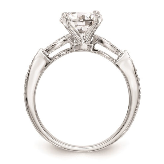 14k White Gold Criss-Cross (Holds 1 carat (6.5mm) Round Center) 1/6 carat Diamond Semi-mount Engagement Ring