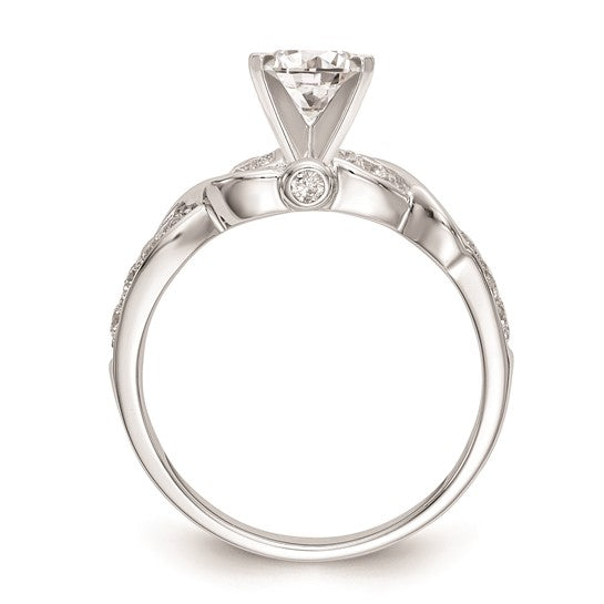 14k White Gold Criss-Cross Peg Set 3/8 carat Diamond Semi-mount Engagement Ring