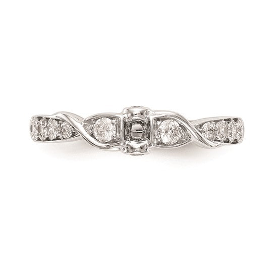 14k White Gold Criss-Cross Peg Set 3/8 carat Diamond Semi-mount Engagement Ring