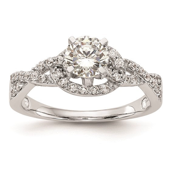 14k White Gold Criss-Cross Peg Set 1/3 carat Diamond Semi-mount Engagement Ring