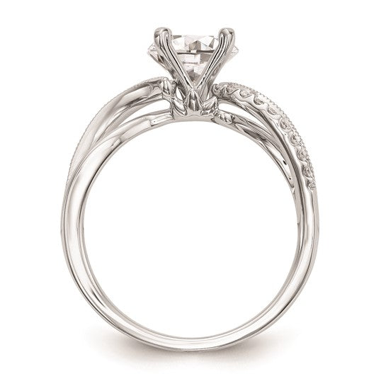 14k White Gold Criss-Cross Peg Set 1/6 carat Diamond Semi-mount Engagement Ring