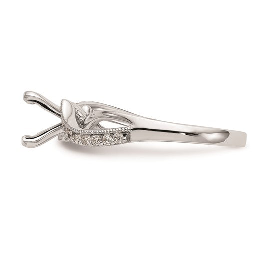 14k White Gold Criss-Cross Peg Set 1/6 carat Diamond Semi-mount Engagement Ring