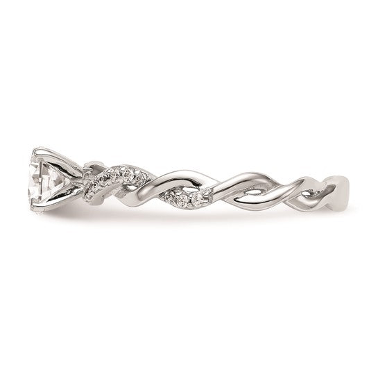14k White Gold Criss-Cross Peg Set 1/10 carat Diamond Semi-mount Engagement Ring