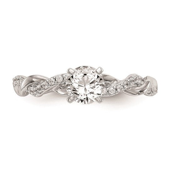 14k White Gold Criss-Cross Peg Set 1/10 carat Diamond Semi-mount Engagement Ring