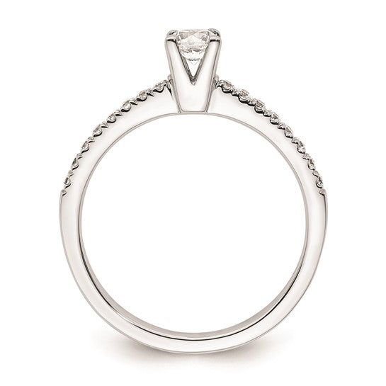 14k White Gold (Holds 1/4 carat (4.00mm) Round Center) 1/6 carat Diamond Semi-mount Engagement Ring