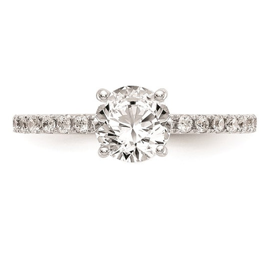 14k White Gold (Holds 1 carat (6.5mm) Round Center) 1/3 carat Diamond Semi-Mount Engagement Ring