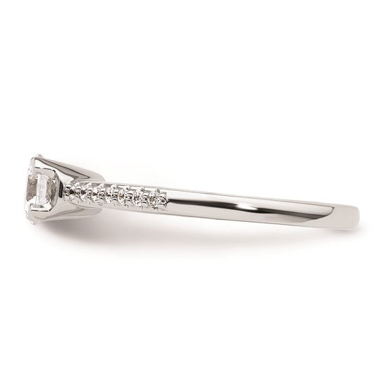 14k White Gold (Holds 1/2 carat (5.00mm) Round Center) 1/15 carat Diamond Semi-Mount Engagement Ring