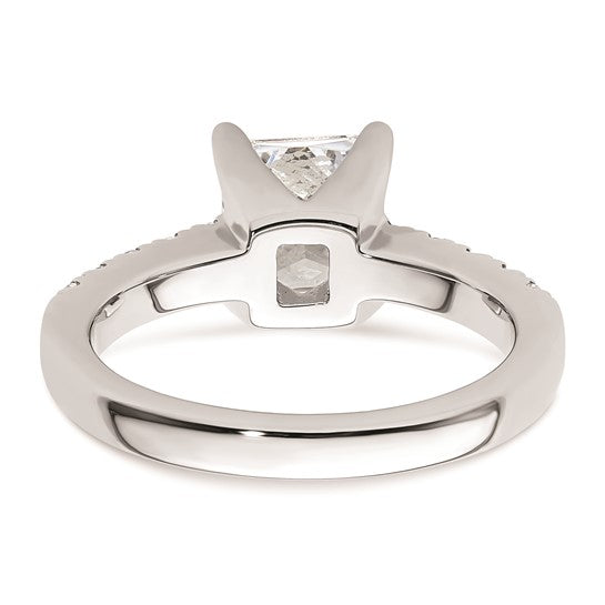 14K White Gold (Holds 2 carat (7.00mm) Princess Center) 3/8 carat Diamond Semi-Mount Engagement Ring