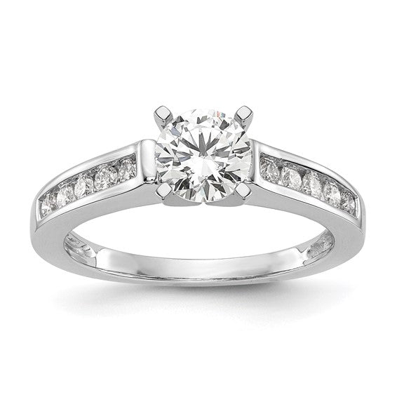 14K White Gold Lab Grown Diamond VS/SI GH, Peg Set Semi-mount Eng Ri