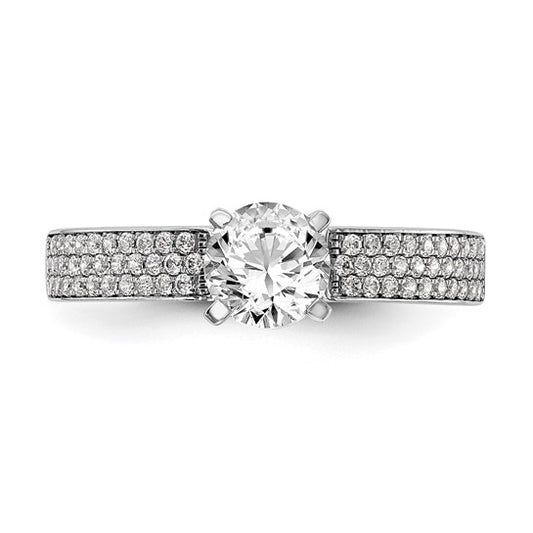 14K White Gold Diamond Peg Set Semi-mount Engagement Ring