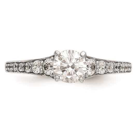 14K White Gold Peg Set 1/3 carat Diamond Semi-mount Engagement Ring