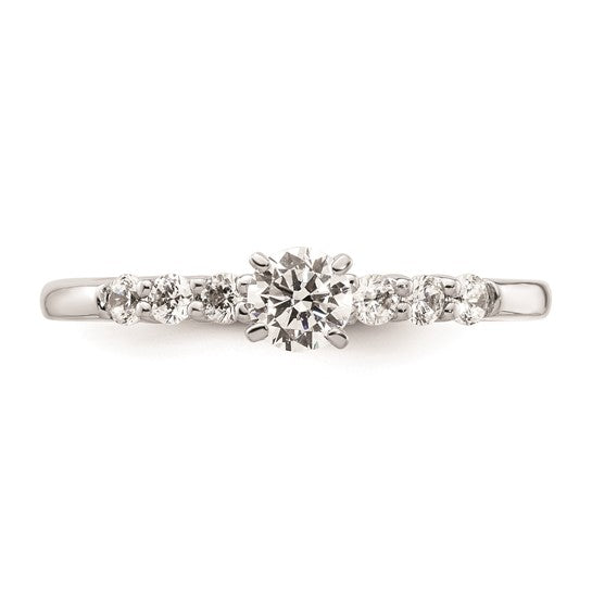 14K White Gold Peg Set 1/4 carat Diamond Semi-mount Engagement Ring