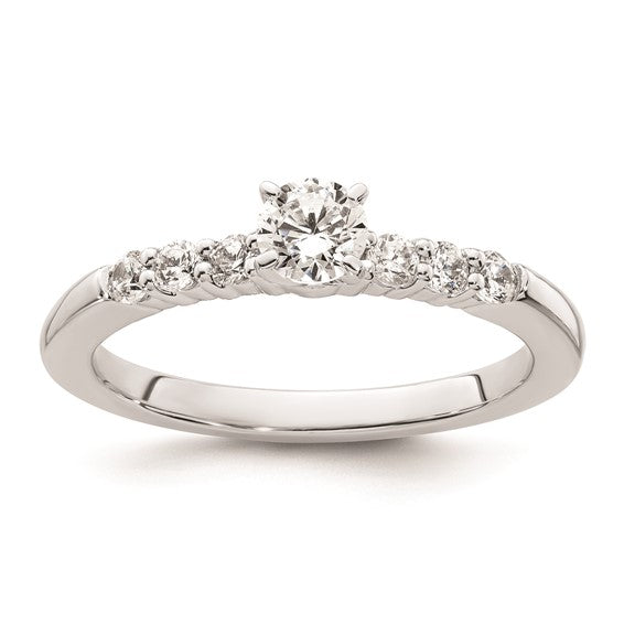 14K White Gold Peg Set 1/4 carat Diamond Semi-mount Engagement Ring