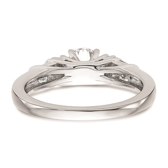 14K White Gold Peg Set 3/8 carat Round/Baguette Diamond Semi-mount Engagement Ring