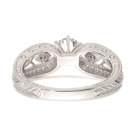 14K White Gold Vintage Peg Set 1/5 carat Diamond Semi-mount Engagement Ring