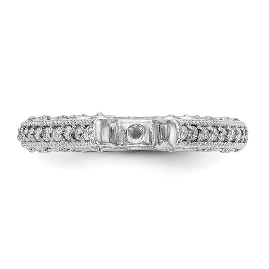 True Origin 14K White Gold 1/2 carat Lab Grown Diamond VS/SI D E F Semi Mount Peg Set Ring