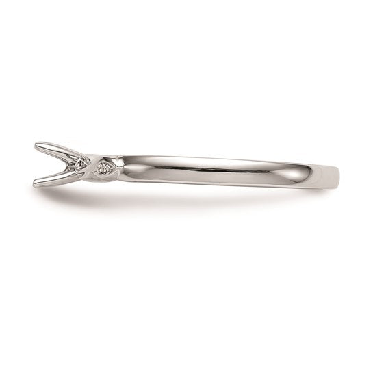 14k White Gold Peg Set .02 carat Diamond Semi-mount Engagement Ring