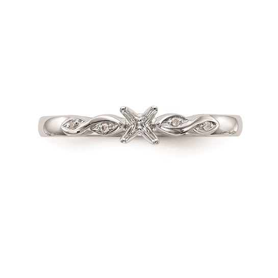 14k White Gold Peg Set .02 carat Diamond Semi-mount Engagement Ring