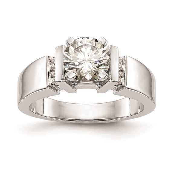 14K White Gold Peg Set 1/4 carat Channel-set Diamond Semi-mount Engagement Ring
